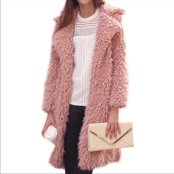 ✨LAST ONE✨Mauve/Blush Furry Warm Open Coat - Picture 4 of 5